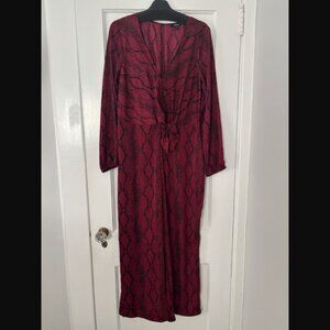 Express Animal Print Twist Front Jumpsuit